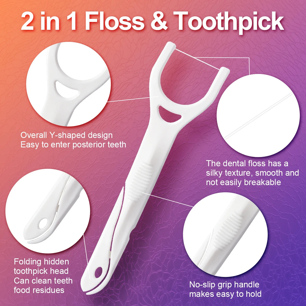 75PCS/BAG Posterior Dental Floss Rod - Oral Care Floss Rod