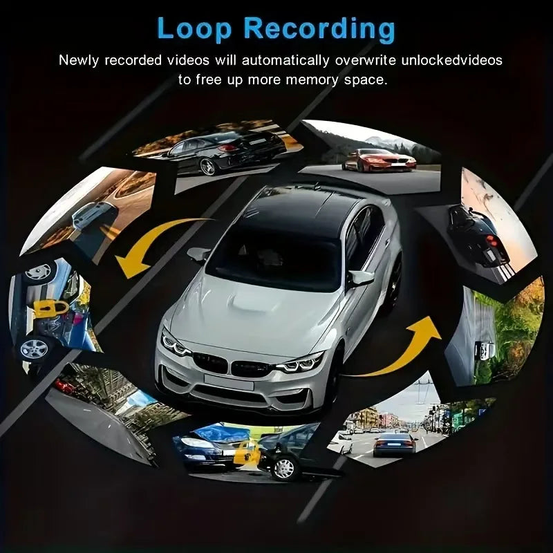 Dual Camera Car Dash Cam 1080P with IR Night Vision, Front and Rear Recording, Wide Angle & Loop Recording DVR