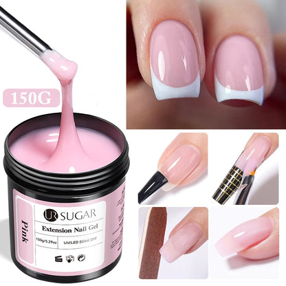 UR SUGAR 150g Transparent Nail Extension Gel Jelly White Light Pink Acrylic French Nail Art UV LED Gel Semi Permanent Manicure