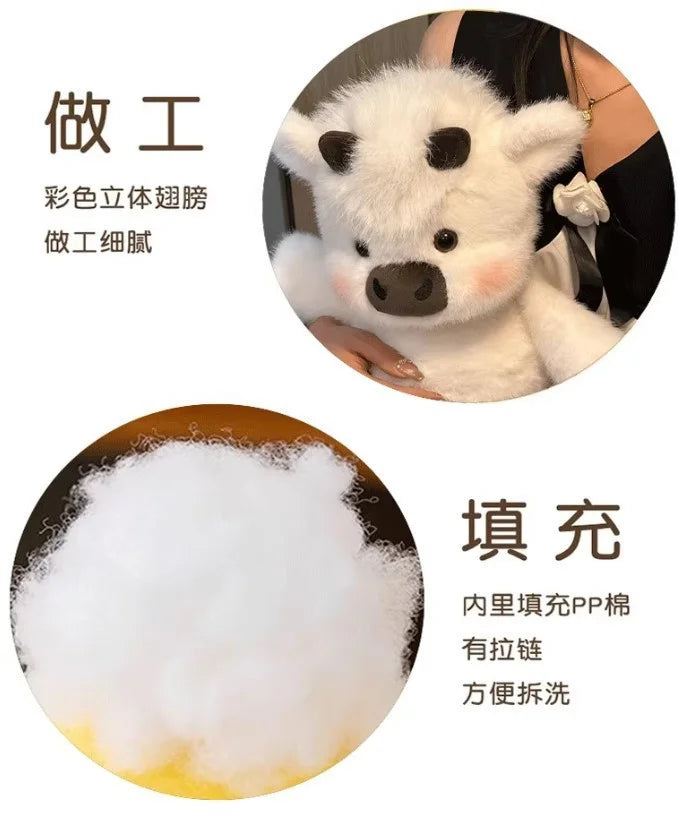 Cute Highland Cow Plush Doll 45-60cm Soft Stuffed Animal Running Calf Toy Companion Pillow Holiday Gift Home Decoration Ornament