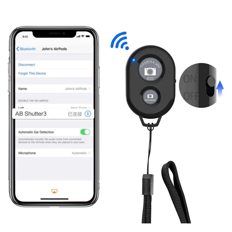 Wireless Bluetooth Camera Remote for Smartphones - Control Your Phone's Camera to Click Photos & Videos Compatible with iPhone &