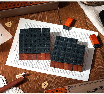 Journal GO 70pcs/set Wooden Rubber Alphabet Letter Number Stamp Set for Card Collage Junk Journal Scrapbooking DIY Standard Seal