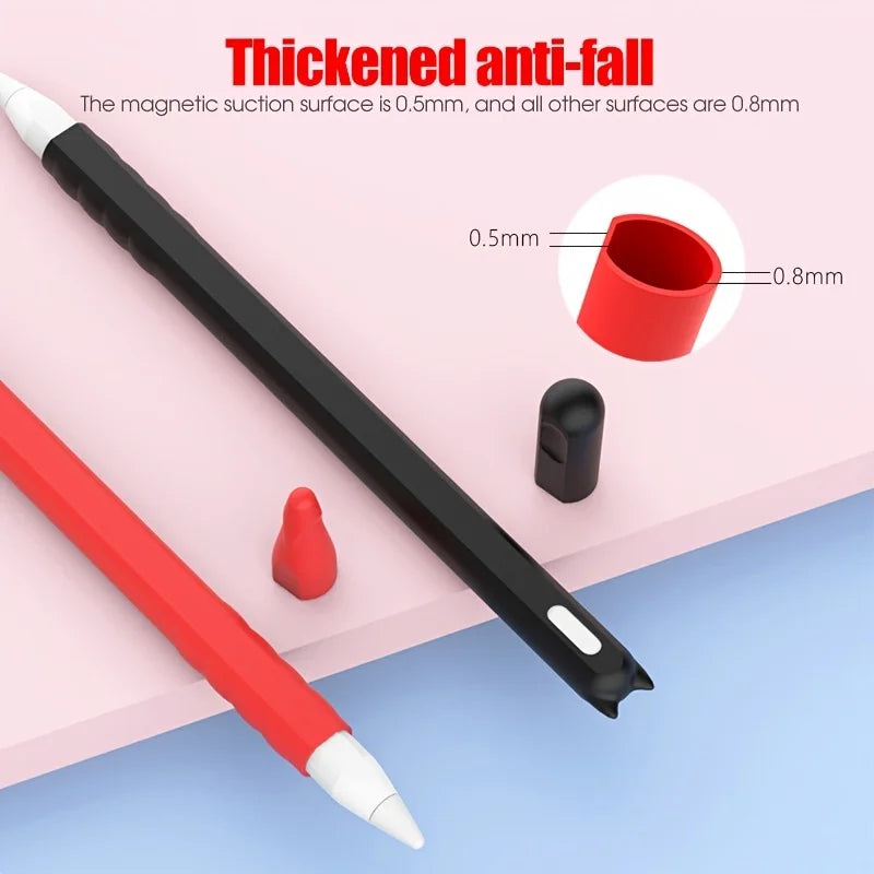 Good quality Cartoon silicone pen case for ApplePencil 2 generation Anti-slip and anti-drop tablet stylus case Solid color Cover