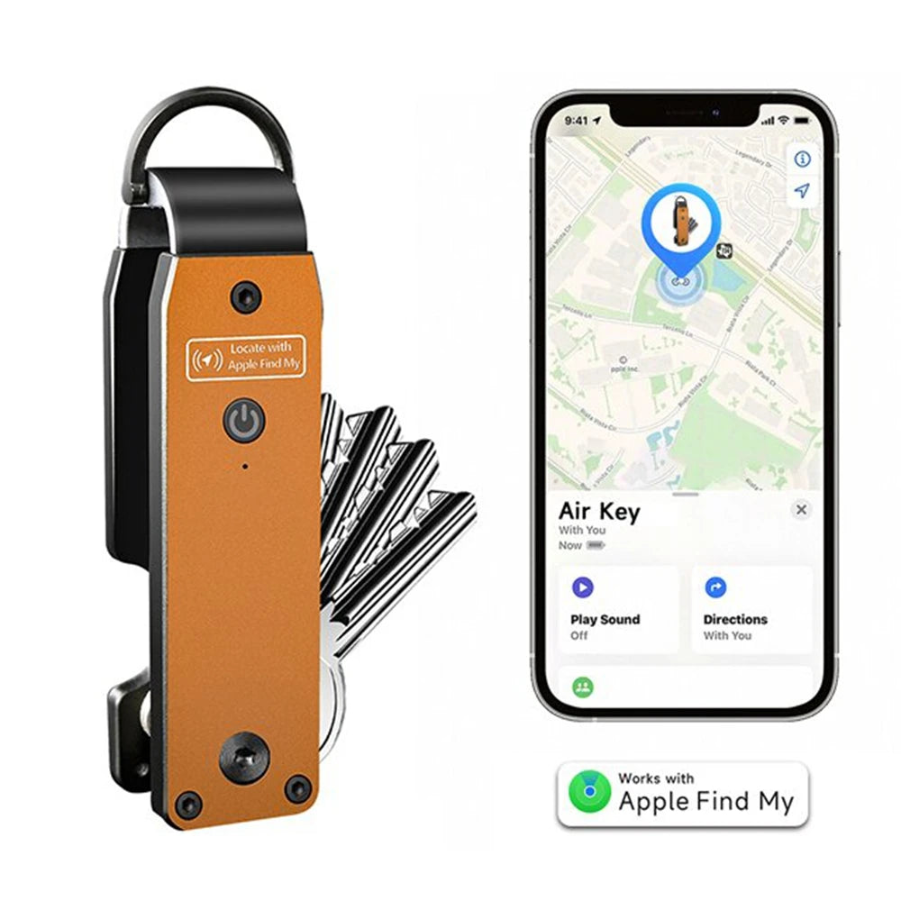 Built-in AirTag Chips, Holds 2-6 Keys, Car Key Chains with GPS Tracker, Key Finder, Key Holder for Men and Women, (iOS Only)