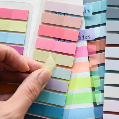 PET Morandi Color Translucent Convenience Sticker Marking Index Sticker, Oblong Shape,with Index Tabs for Organization and Notes
