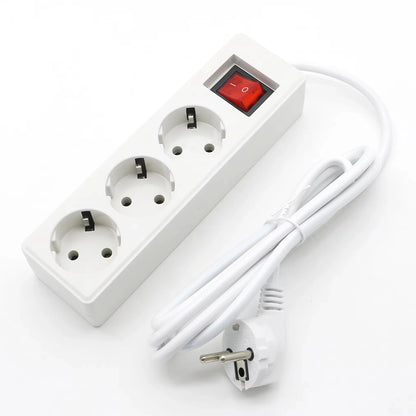 2/3/4 Multiple Sockets EU Plug with ON/OFF Switch 2M Extension Cord European Standard Adapter Expansion Socket Power Converter