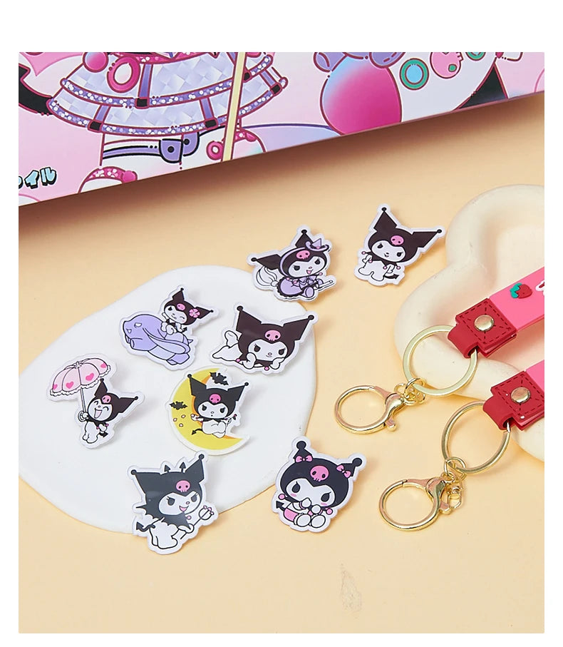 Cute Kuromi Cinnamoroll Melody Christmas Advent Calendar Kawaii Random Figure Ornament Anime Cartoon Keychain Kids Toy Gift