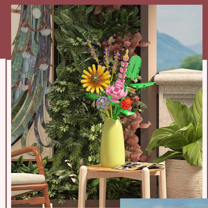 KNEW BUILT Mini Flower Bouquet 3D Model Building Blocks Ideal Holiday Gift for Girls or Versatile Decoration Kids Toys
