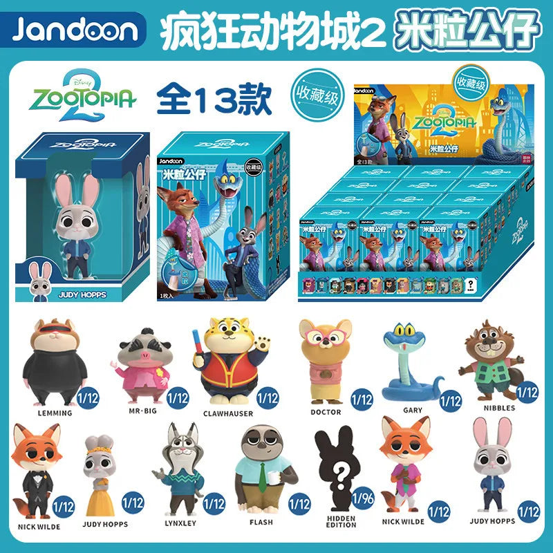 JANDOOM Disney Zootopia Judy Hopps Nick Wilde Bogo Clawhauser Anime Figur Model Rice Grain Doll Blind Box Toys Birthday Gifts