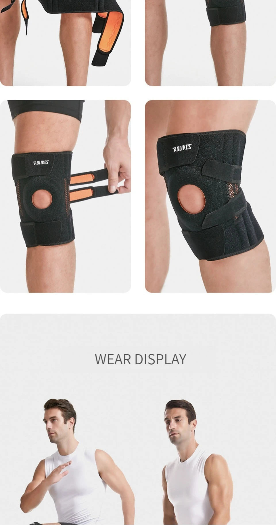 AOLIKES 1PCS NEW Knee Brace with Side Stabilizers & Patella Gel Pads,Knee Support for Cycling,Running,Climbing