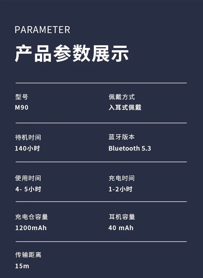 M90 Wireless Headphones TWS Bluetooth Touch Control Earphones Sport Earbuds Hifi Stereo Gaming Headset With Mic For smartphone