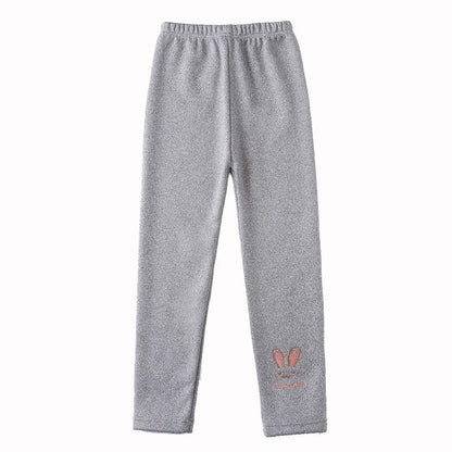 2026 Children Leggings Girls Fleece Lined Thermal Bottoms Baby Casual Trousers Kids Warm Pants Elastic Bunny Tights 3-8 Years