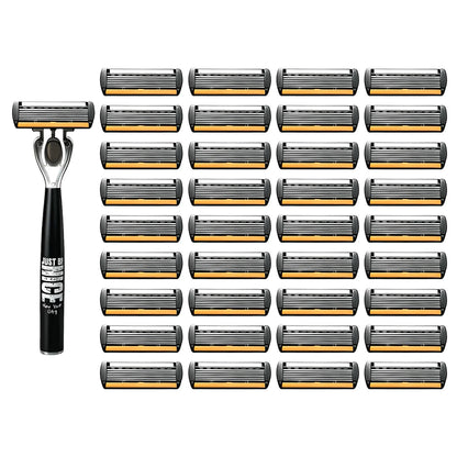 Men's Manual Safety Razor Set, featuring 6-layer stainless steel blades and an aloe vera lubricating strip | perfect as a gift.