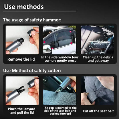 2025 New 2-in-1 Mini Car Safety Hammer Car Glass Window Breaker Escape And Rescue Tool With Seat Belt Cutting Tool Car Parts