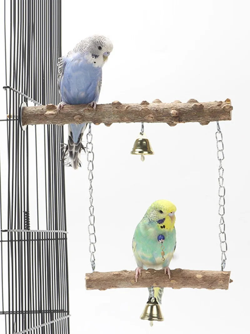 Pepper Wood Parrot Stand Pole Double Layer Toy for Bird Tiger Skin Claw Grinding Beak Grinding Stand Pole Bird Cage Accessories