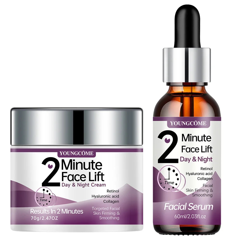 YOUNGCOME 2 Minute Face  Lift Day&Night Cream with Retinol and Serum, Hyaluronic Acid, Collagen,  Anti-Aging Firming Moisturizer