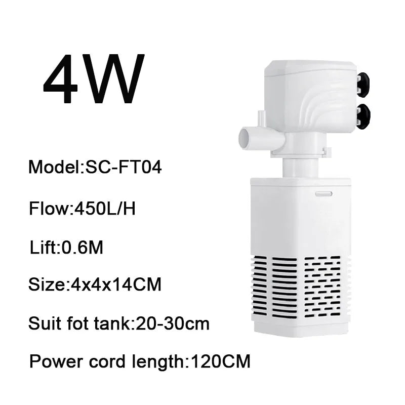 3 in 1 Aquarium Filter Pump Silent Fish Tank Submersible Air Oxygen Aerator Aquarium Air Pump Water Changer Pump Wave Maker 220v