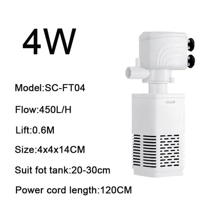 3 in 1 Aquarium Filter Pump Silent Fish Tank Submersible Air Oxygen Aerator Aquarium Air Pump Water Changer Pump Wave Maker 220v