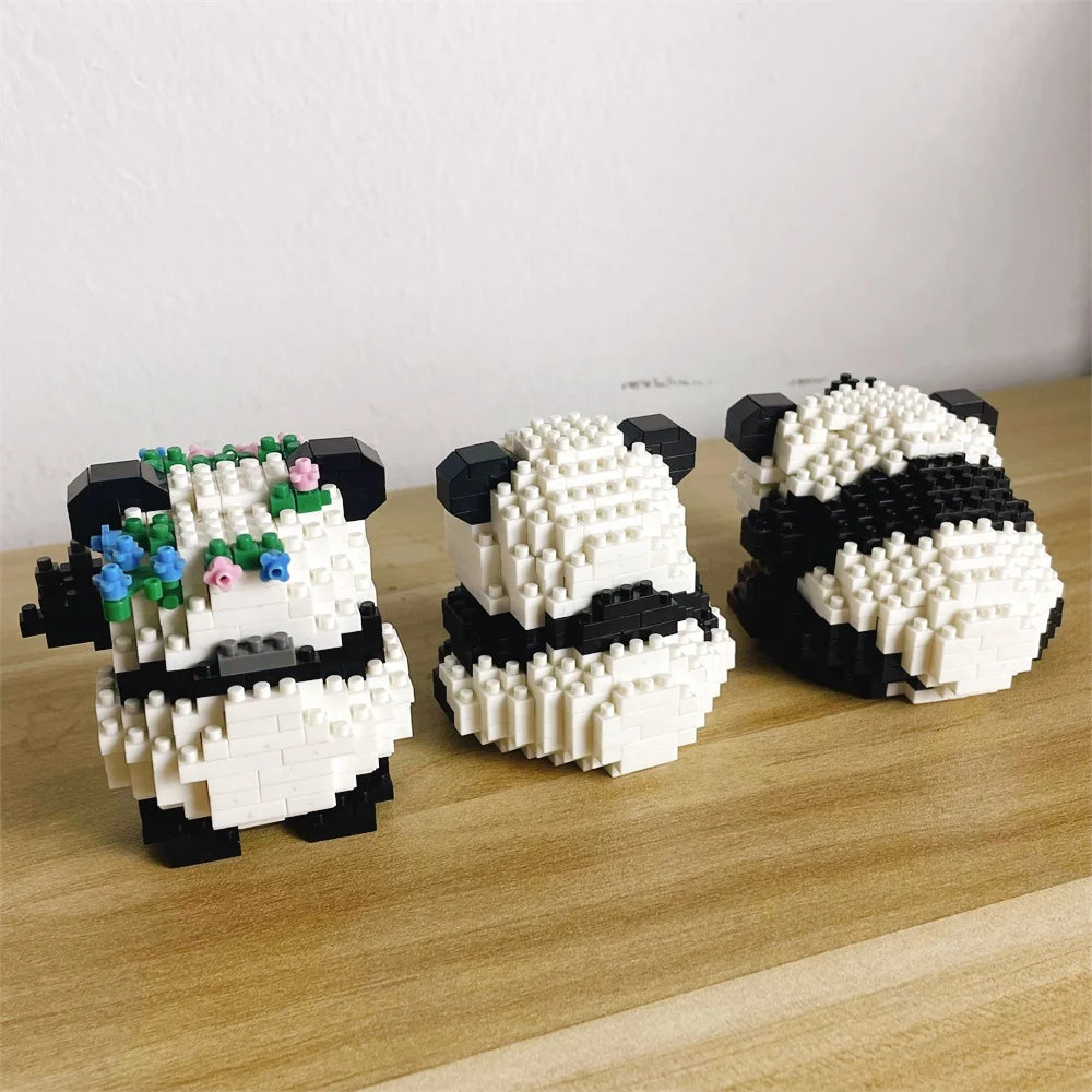 Knew Built Adorable Panda Micro Mini Building Blocks: Five Lovable Shapes, with Charming Apple and Bamboo Perfect Playmate Toys