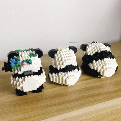Knew Built Adorable Panda Micro Mini Building Blocks: Five Lovable Shapes, with Charming Apple and Bamboo Perfect Playmate Toys