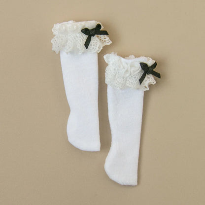 Blyth Socks Fashion Long Socks Lace Bow Socks Black White for Licca Azone Momoko OB24 OB22 OB27 YMY Doll Accessories
