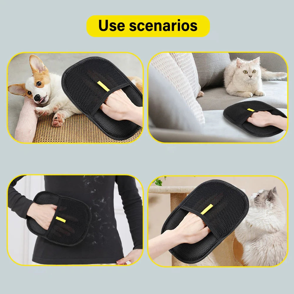 Pet Hair Removal Tool Reusable Static Removal Gloves, Double-Sided Grooming Gloves for Pets, Removes Pet Fur Hair for Carpets