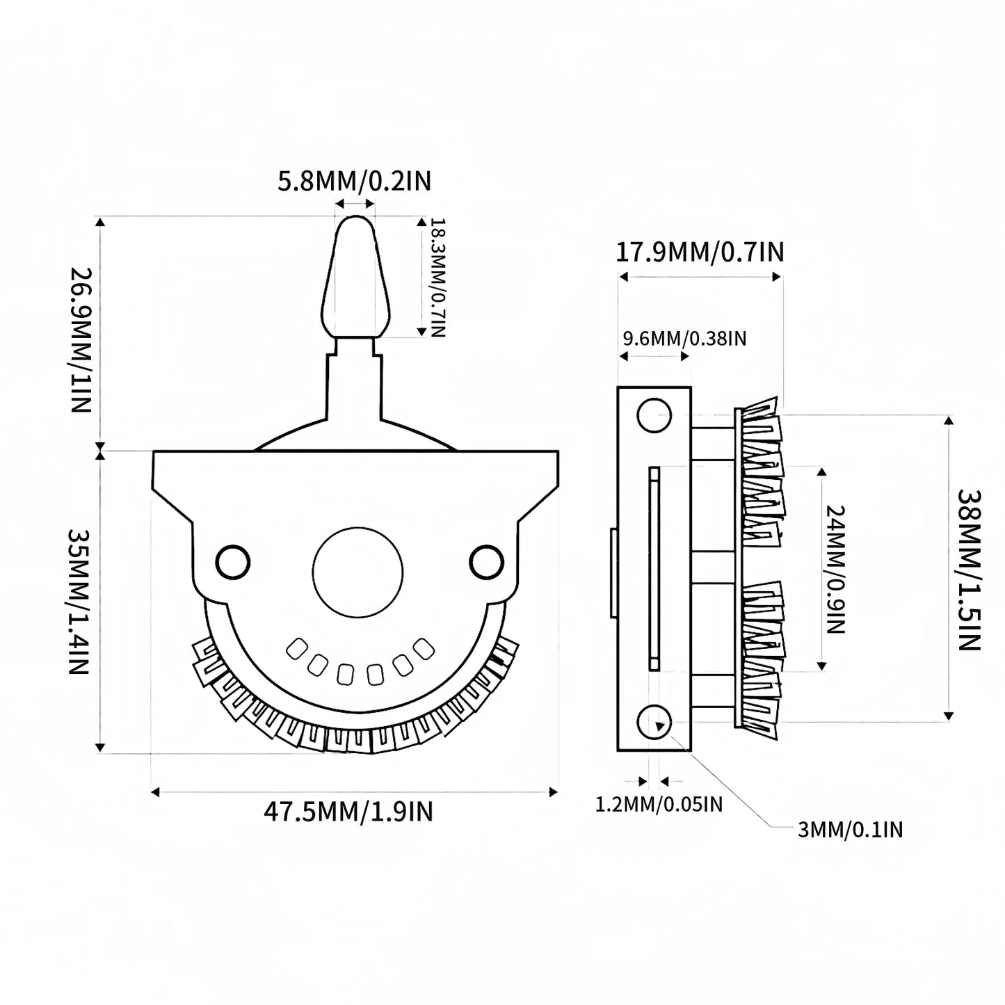 PHRILAM 3-Way 8-Legs 5-Way Electric Guitar Switch Metal Plastic with Screws 1pc Tip Switch Guitar Accessories