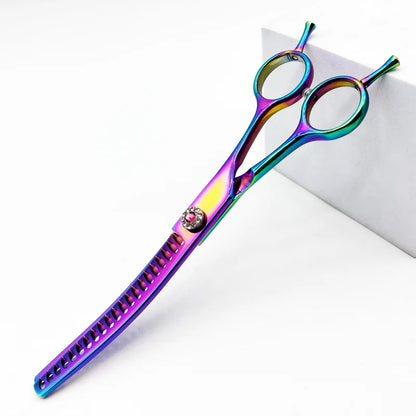 7 inch Dog Hair Trimming Scissors,Pet Grooming Curved Scissors ,Dog Beauty Grooming Curved thinning Scissors Pet Groomer