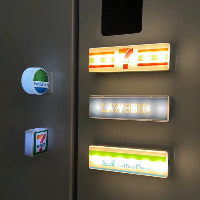 Hot Convenience Store Fridge Magnet Miniature Model Magnetic Attraction Decorate Night Light Atmosphere Light Glowing Signboard