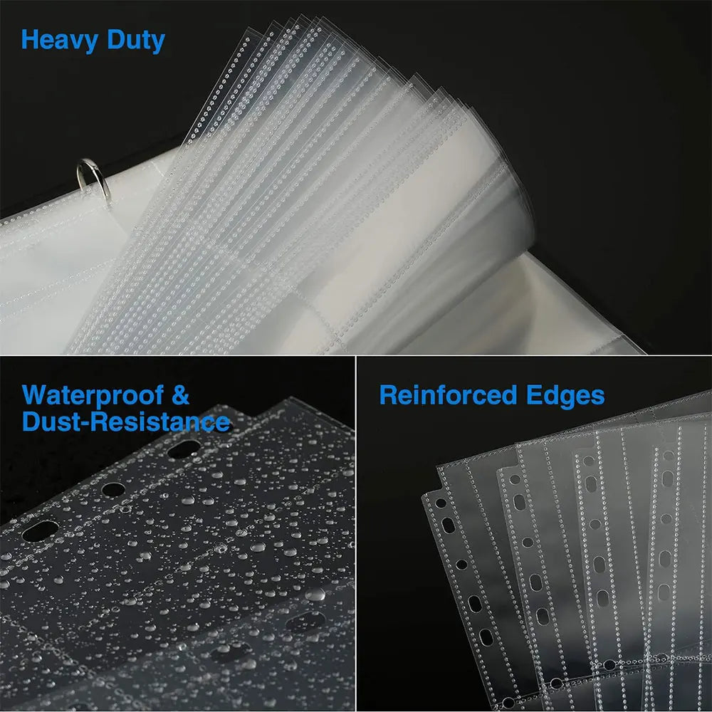 A4 Clear 10 Pcs Photo Album Refill Pages File Protector 4/11 Holes 6×4 8×10 4/11 Ring Binder Photocards Postcard Card Notebook