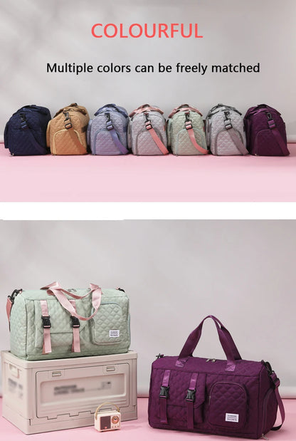 Durable Nylon Travel Duffle Bag, Portable Sports Gym Bag for Overnight Trips Shoulder Duffel Training Bag, Spacious Argyle