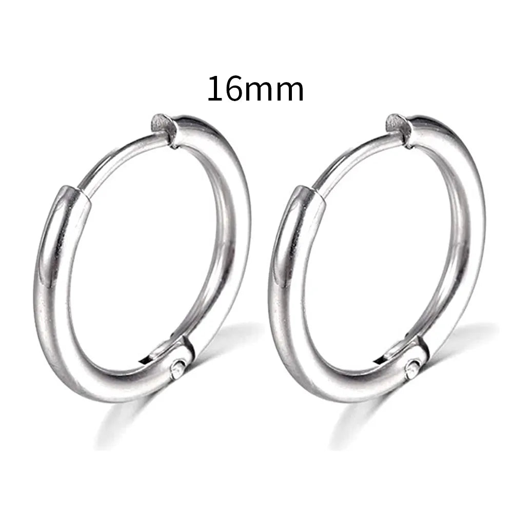 New simple stainless steel small hoop earrings for women and men, perfect for cartilage ear piercing jewelry.