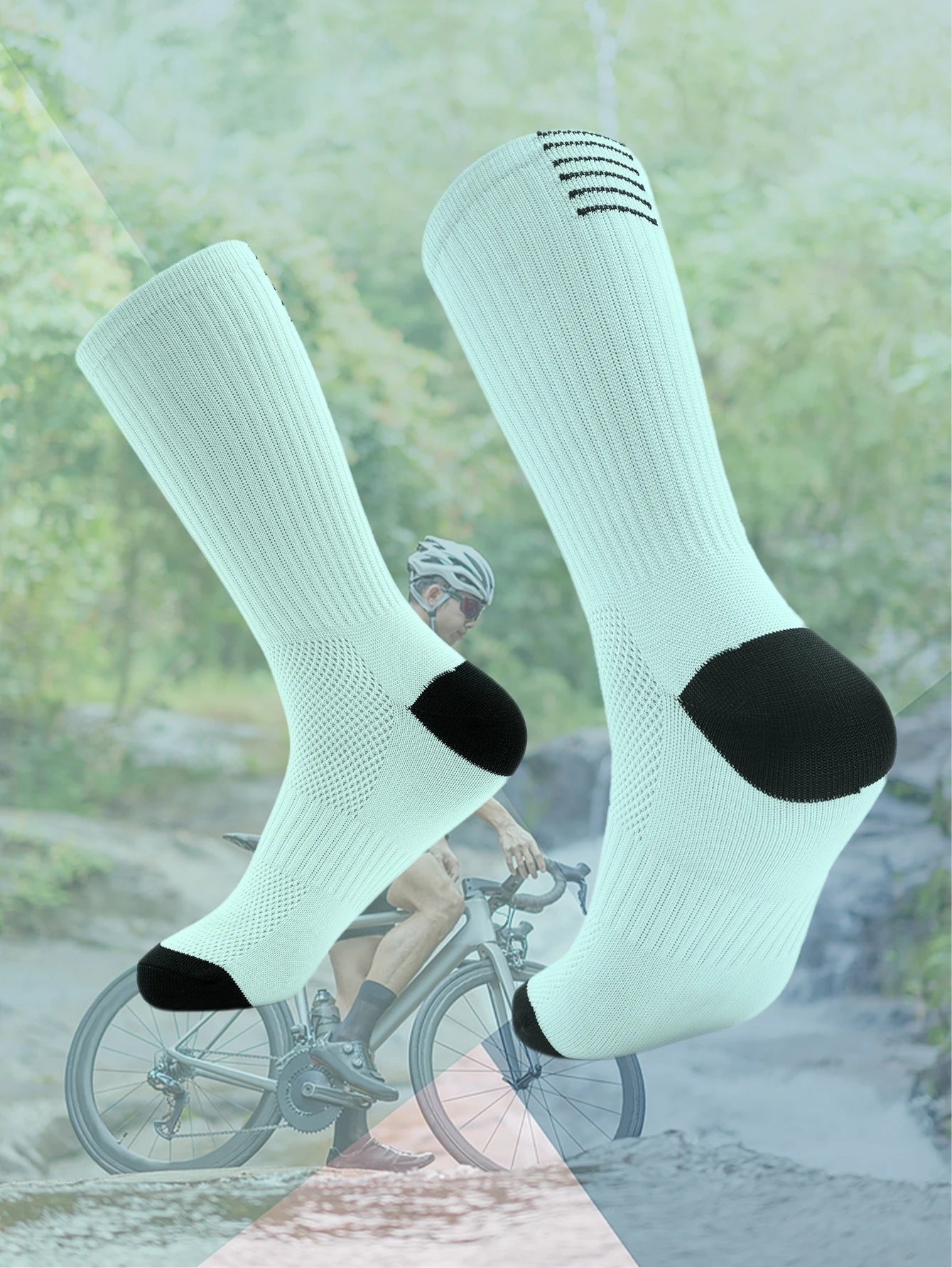 1 Pair Cycling Socks Compression Athletic Crew Running Socks Mens Womens Hiking Riding Bike Workout Climbing Sports