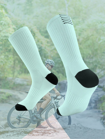 1 Pair Cycling Socks Compression Athletic Crew Running Socks Mens Womens Hiking Riding Bike Workout Climbing Sports