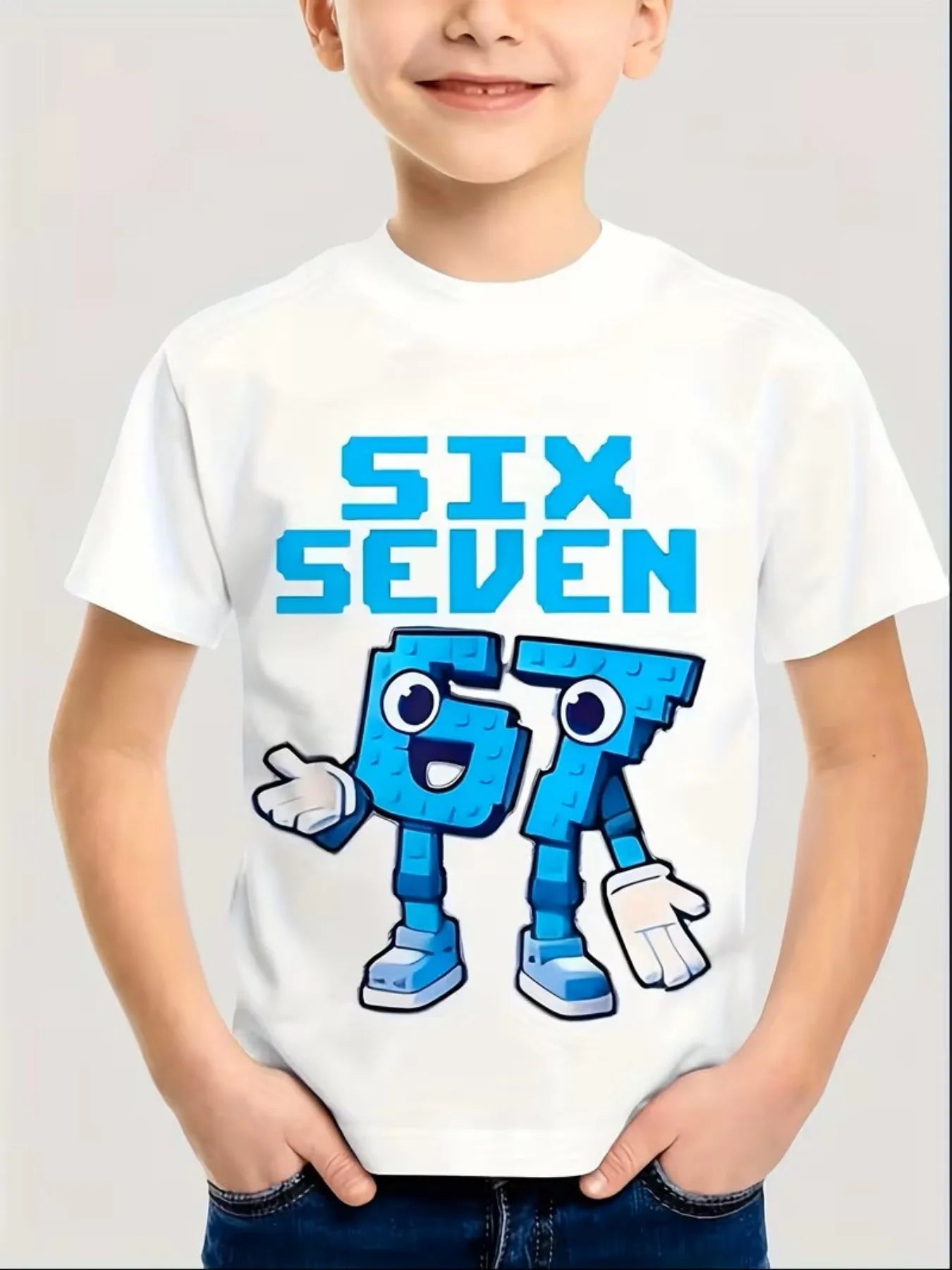 Funny Six Seven Italian Brainrot 67 Number Graphic Print T-Shirt Boy/Girl Summer Short Sleeved Kids Loose Comfortable Tshirt Top