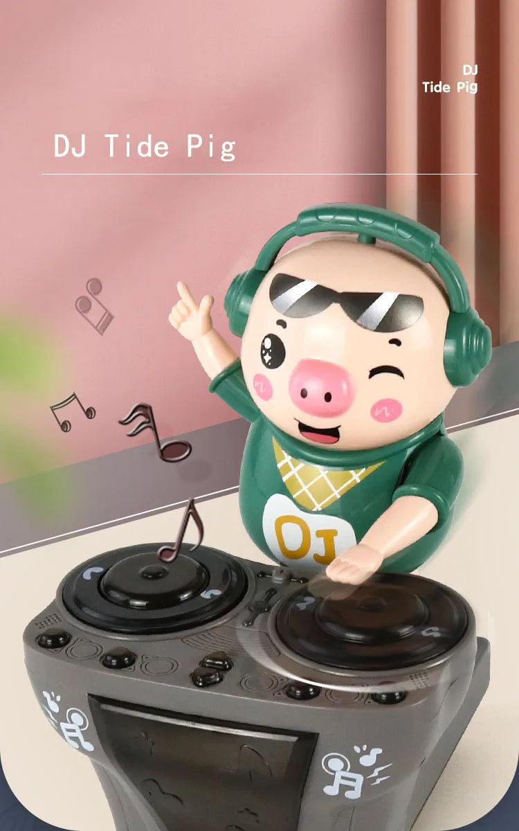Children's Dancing Rock DJ Pig Electric Toys Cartoon Piggy Dolls Disc Swing With Lights Music Toys for Boy Girl Christmas Gifts