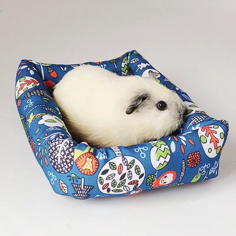 Print Sleep Bed House Rectangle Mat with Rattan Mat for Pet Small Animal Dogs Cat Rabbit Squirrel Guinea Pig Hamster All Seasons