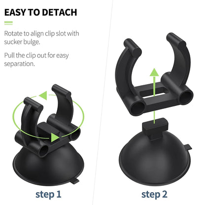 4Pcs Aquarium Heater Suction Cup with 0.98 Inch Clip Black Standard Heater Rod Holder Clip For Fish Tank