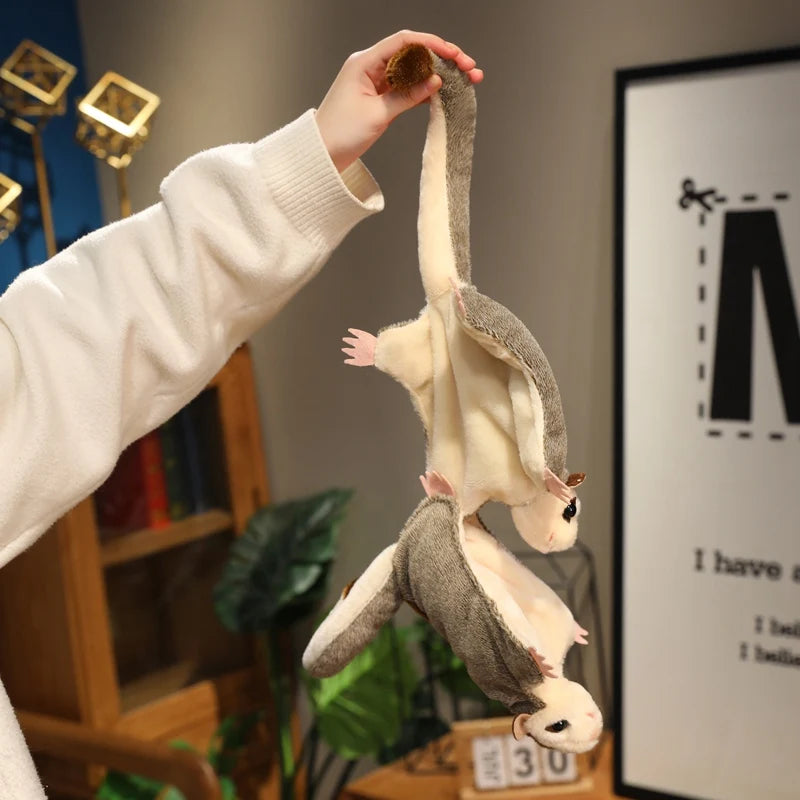 33cm Sugar Glider Soft Flying Squirrel Toy Long Tail Sugar Possum Stuffed Toy Hand Center Pets Funny Gift Home Halloween Decor