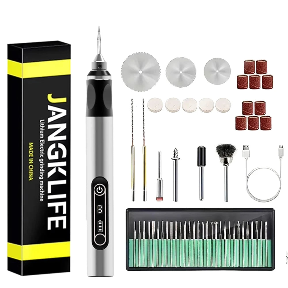 JANGKLIFE USB Cordless Rotary Tool Kit Woodworking Engraving Pen DIY For Jewelry Metal Glass Mini Wireless Drill