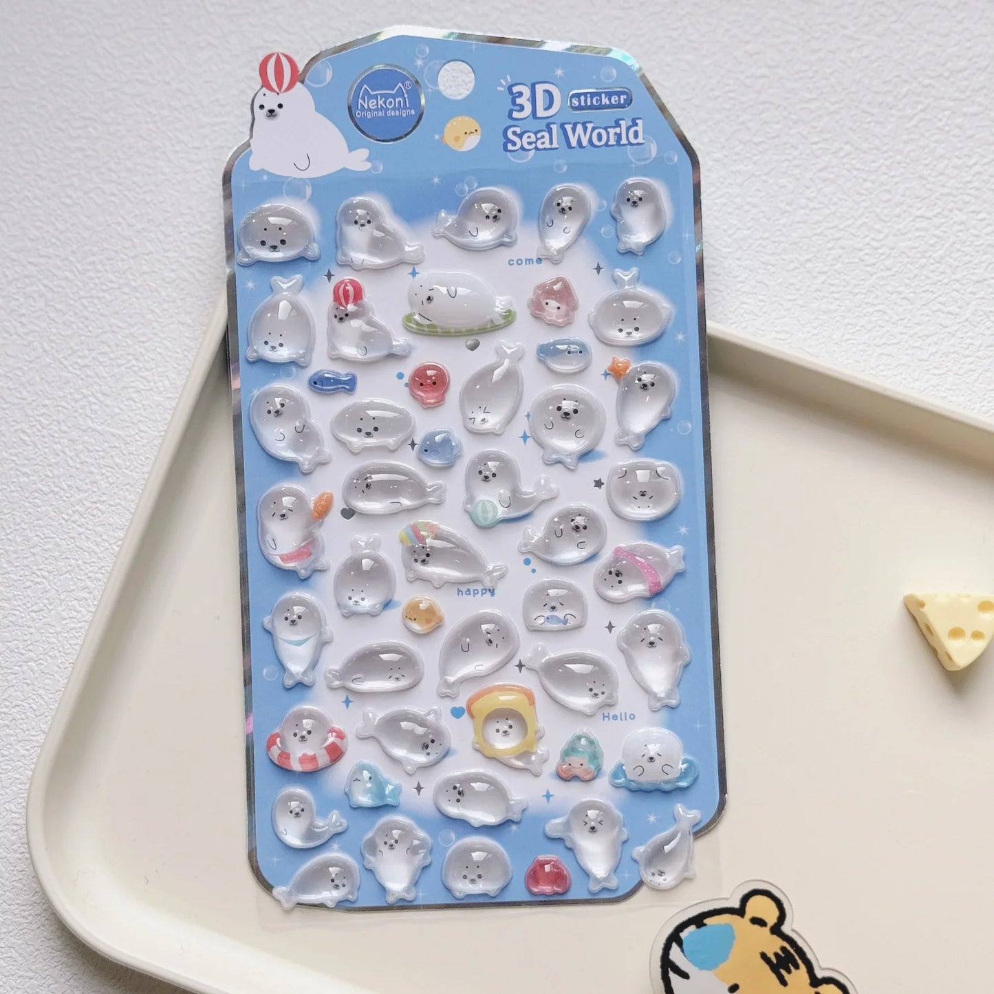 NEKONI Cute Animals Seal Bear Penguin 3D Stickers Scrapbooking DIY Journaling Stationery Diary Cute Stickers School Supply