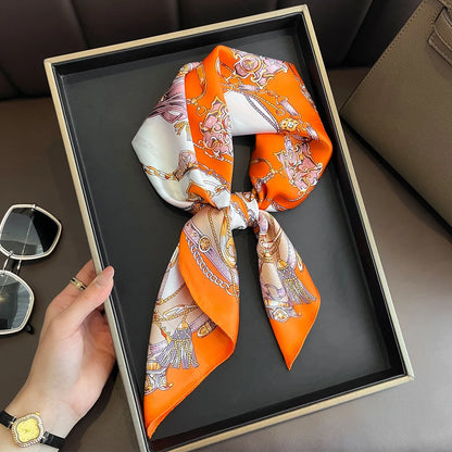 2025 New Fashion Luxury Printed Square Shawl Women 70x70cm Pashmina Silk Scarf Neck Headband Bandana