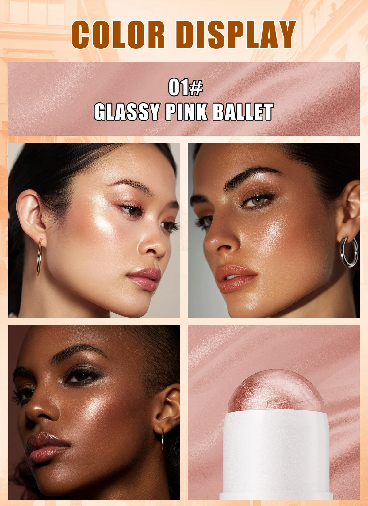 [Natural Glowup] 1pc Glowup Highlighter Stick | Natural Brightening Face Contour & Highlight Makeup, Medium Coverage, Buildable