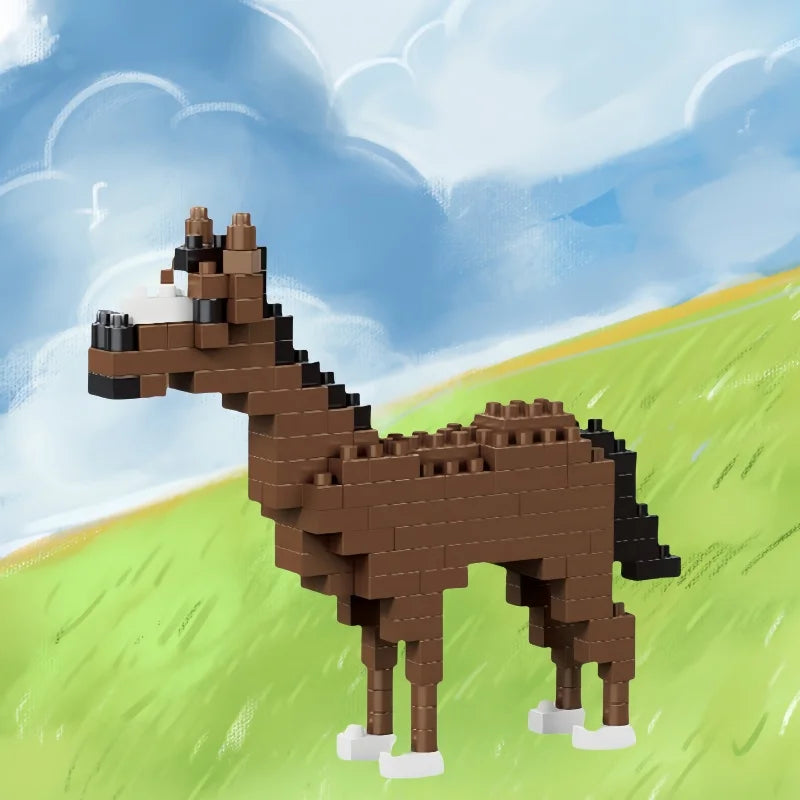 KNEW BUILT Alpacas Elk Giraffes Tiny Animals Micro Mini Building Blocks Toy-Easy Assembly,Educational Gift for Kids' DIY Decor