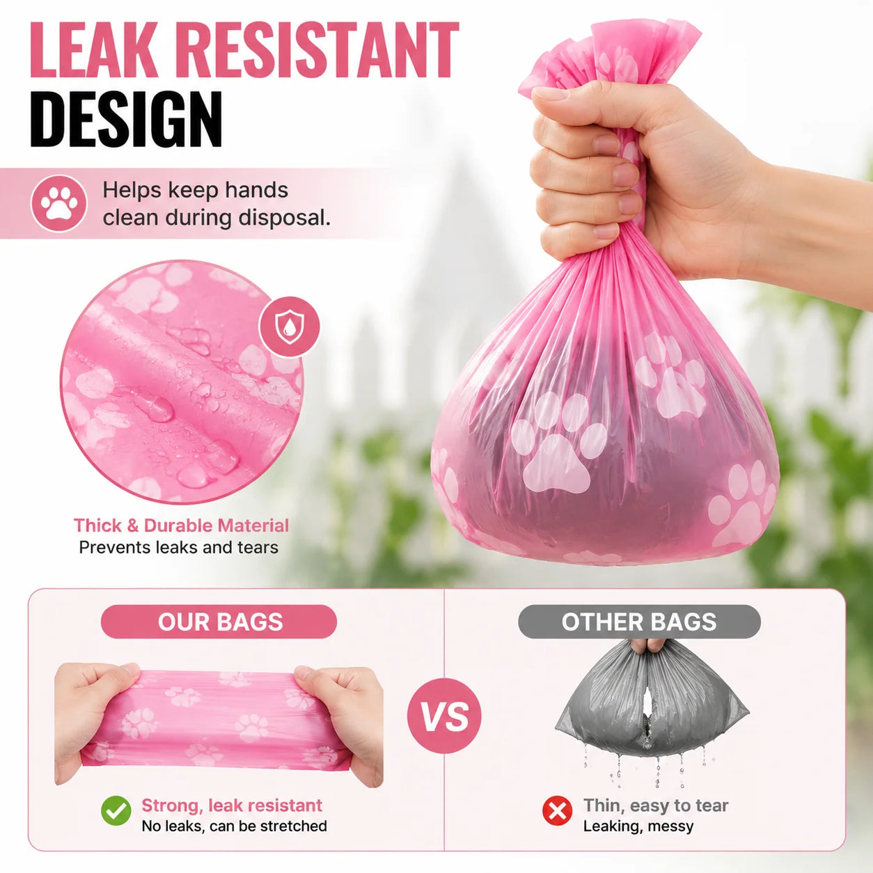 180PCS Dog Waste Bags Thick Leakproof Pet Poop Bags with Easy Carry Rolls for Dogs Cats Walking Outdoor Cleaning