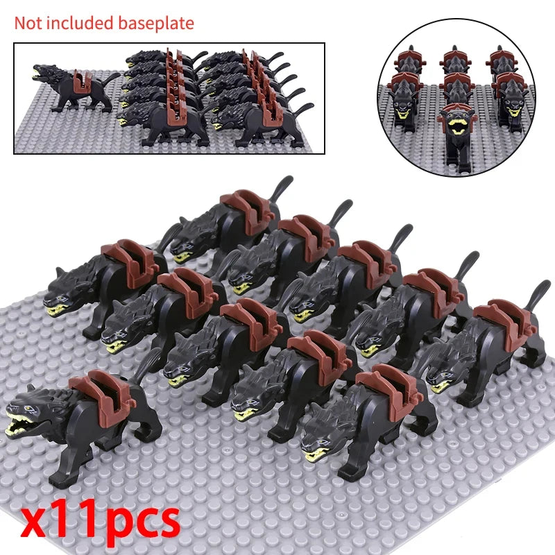 Medieval Military Sets Cavalry Figures War Horse Animals Building Blocks Parts Knight Weapons Accessories Toys for kids gifts