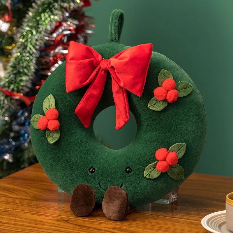 Adorable Ginger Bread Plush Toy Stuffed Caramel Chocolate Gingerbread Man Cushion Christmas Tree House Bow Ring Decor Xmas Deer