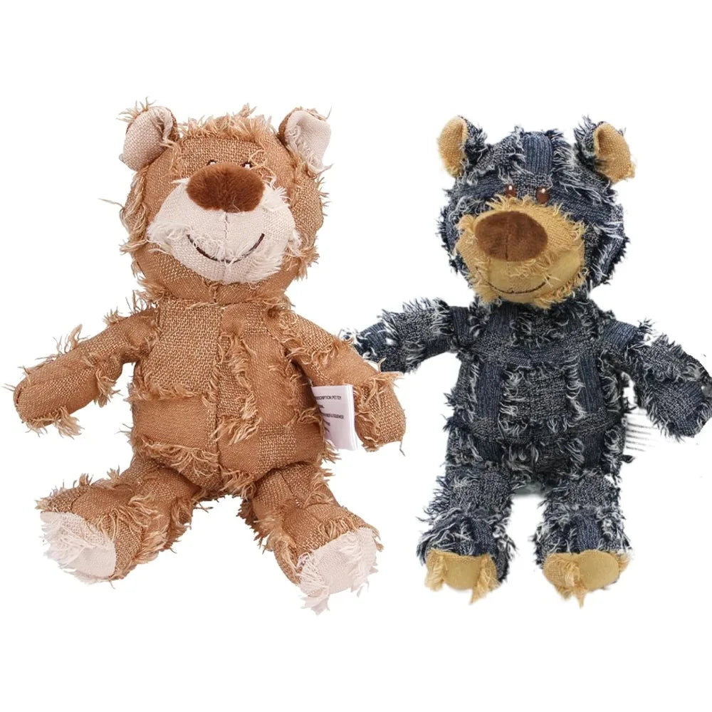 Dog Companion for Chewers Indestructible Bear Toy Resistant Squeaky Dog Toys Heavy Chewers Stuffed Plush Dog Toys for Aggressive