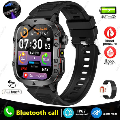 2025 Military Smartwatch GPS Men Flashlight Waterproof Outdoor Sports Tracker HD Bluetooth Calls Smart Watch New For Android IOS