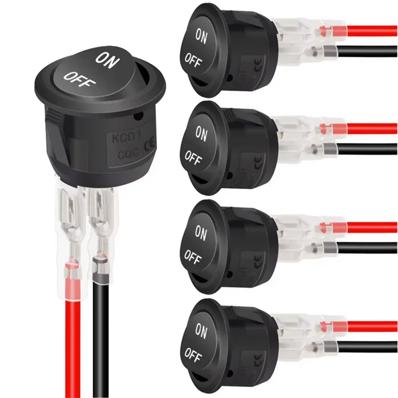 12V Round Rocker Switch AC 6A/250V 10A/125V SPST 2 Pin 2 Position On/Off Toggle Switch for Car Boat Automotive RV Black